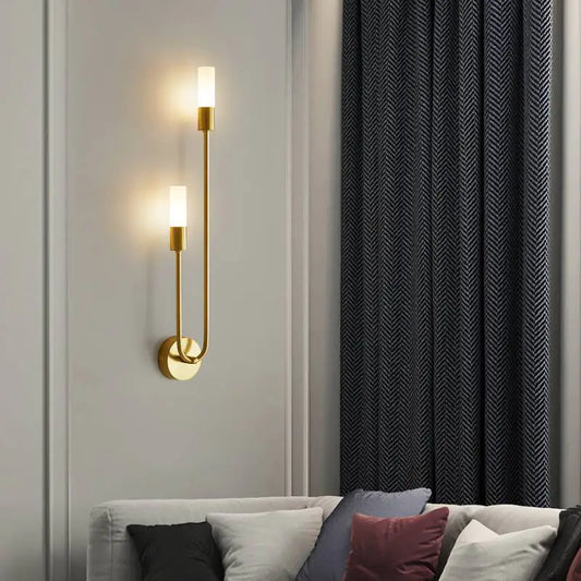 LAKO Modern Nordic Double-Head Wall Light | Gold Metal Bedroom Sconce