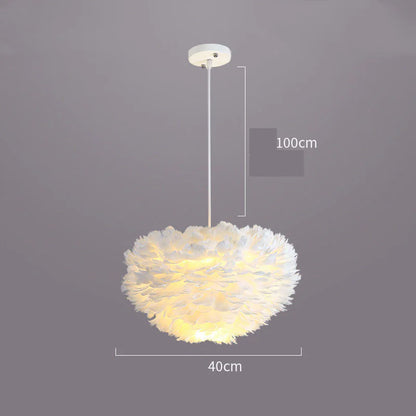 AURA Modern Minimalist Feather Pendant Light | Fluffy Ceiling Lamp