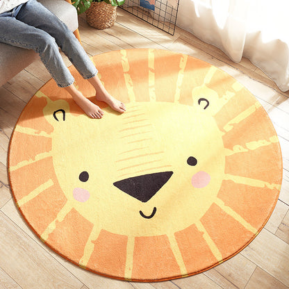 Gentle Lion Rug | Machine Washable | Round Childrens Mat