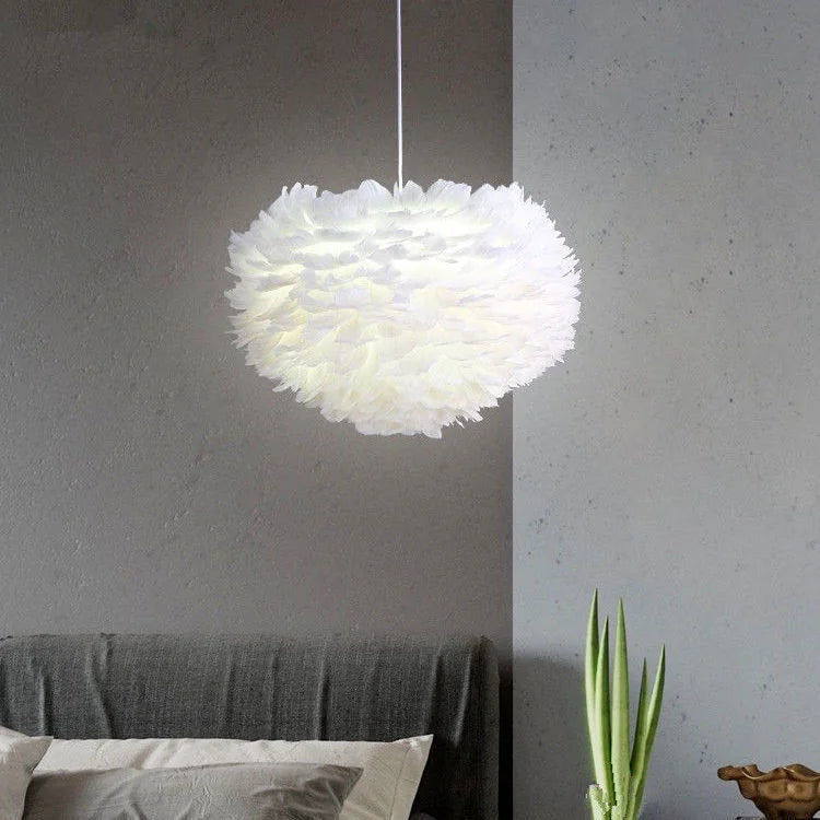 AURA Modern Minimalist Feather Pendant Light | Fluffy Ceiling Lamp
