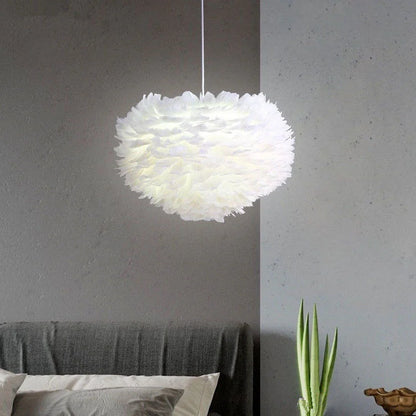 AURA Modern Minimalist Feather Pendant Light | Fluffy Ceiling Lamp